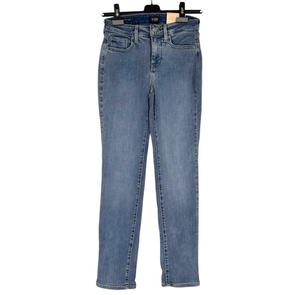 NYDJ Sheri Slim Jeans in Haley Wash size 0 NWT Stretch Pockets Medium Wash - Picture 1 of 14